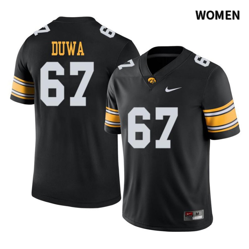 Women's Iowa Hawkeyes NCAA #67 Levi Duwa Black Authentic Nike Alumni Stitched College Football Jersey MJ34W83RL